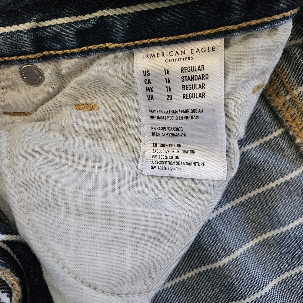 America Eagle Blue Striped Mom Jeans Size 16 - Picture 10 of 12